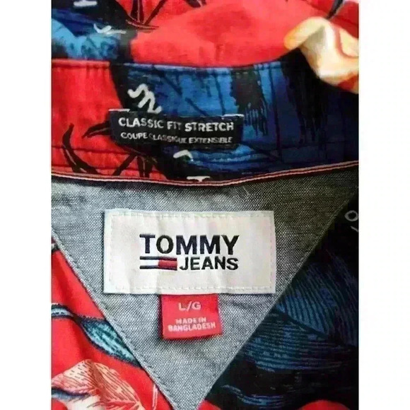 Tommy Hilfiger Classic Fit Stretch Tropical Button Up Hawaiin Shirt Men' Size L - Picture 3 of 11